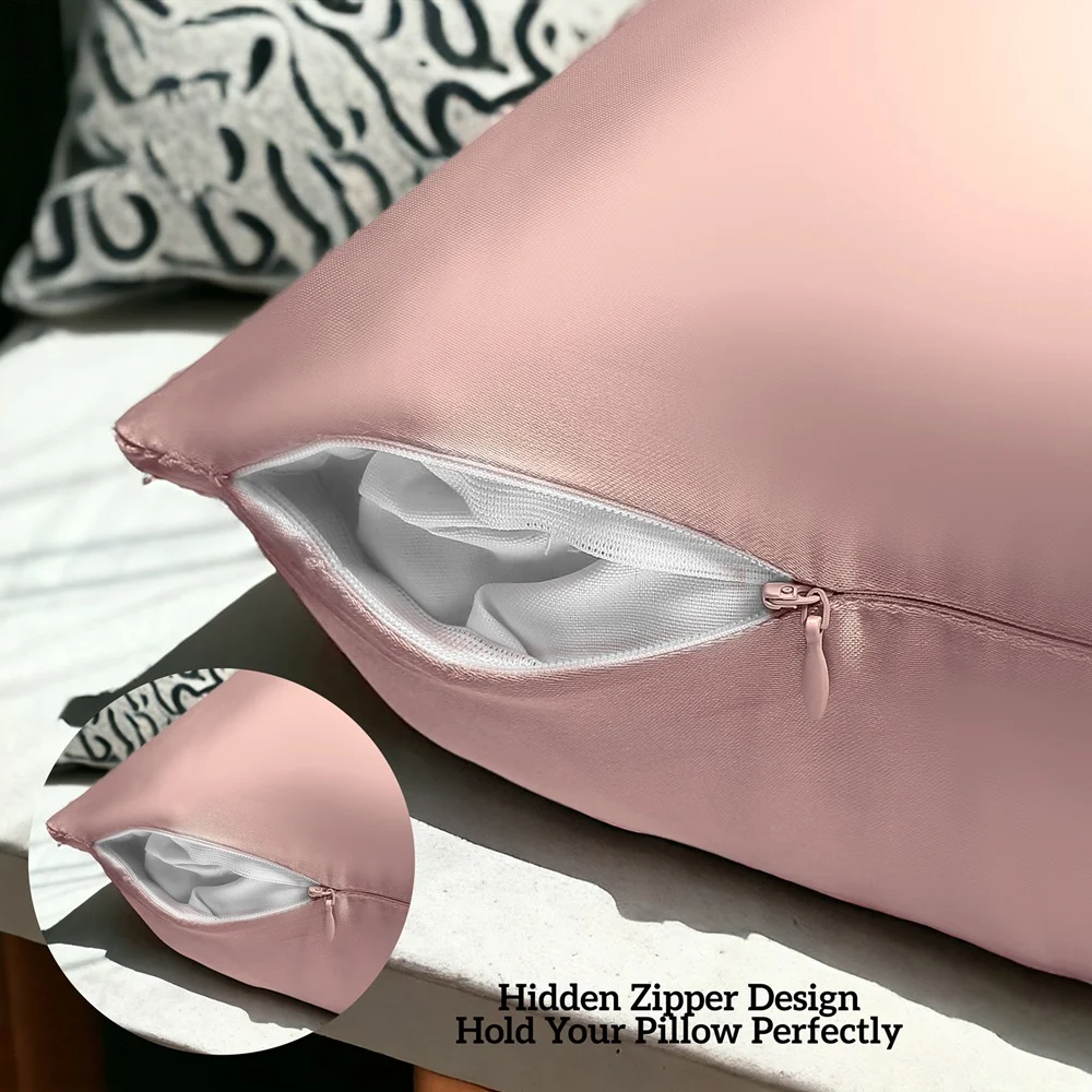 silk pillowcase for hair and skin health, both sides with hidden zipper, 1pc standard 50x75 cm