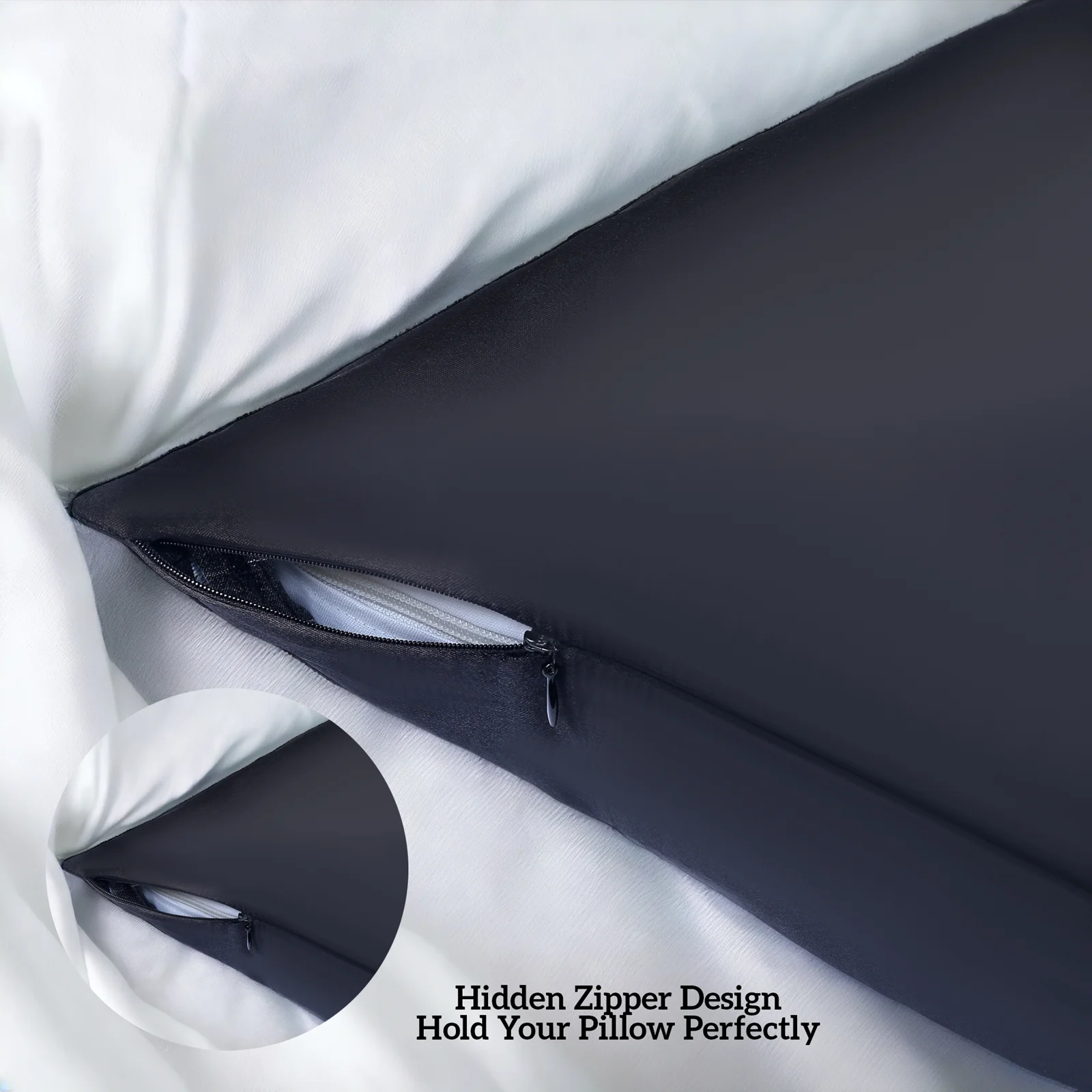 silk pillowcase for hair and skin health, both sides with hidden zipper, 1pc standard 50x75 cm