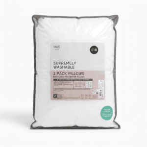 Marks and Spencer 2 pack supremely washable pillows in clear plastic packaging